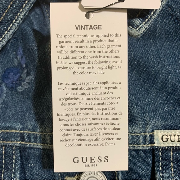Guess “Doria” Light Wash Denim Jacket-Size XL NWT - Picture 8 of 12